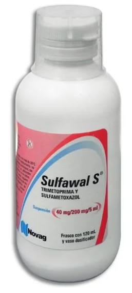 SULFAWAL S Trimetoprima y Sulfametoxazol Suspensión 40mg/200mg/5ml Frasco con 120 ml y vaso dosificador