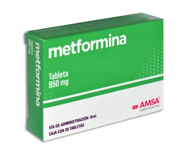 Metformina Tableta 850mg Caja con 30 tabletas
