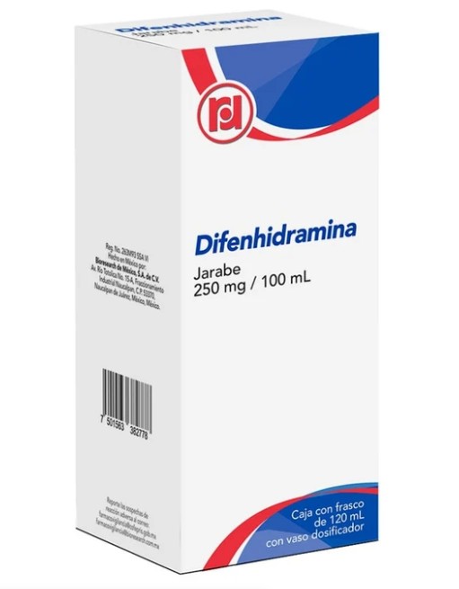 Difenhidramina 250 mg/100 mL Solución Oral 120 mL