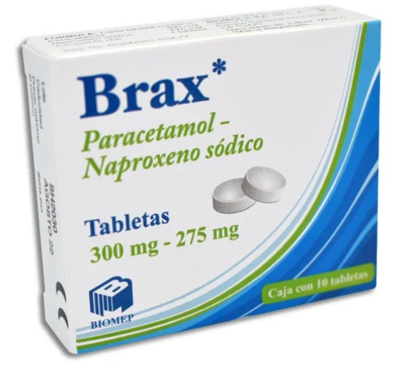 BRAX Paracetamol-Naproxeno Tableta 300mg/275mg Caja con 10 tabletas
