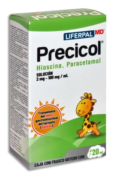PRECICOL Hioscina, Paracetamol Solución 2mg-100mg/ml Caja con frasco gotero de 20ml