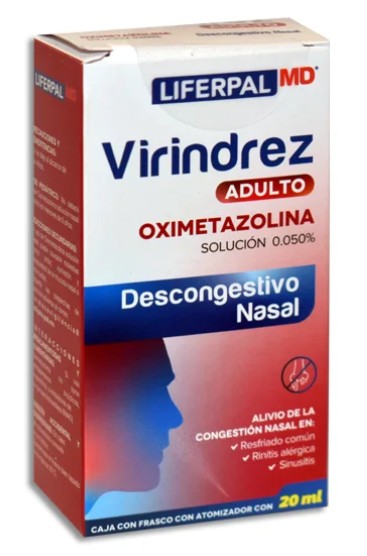 VIRINDREZ Oximetazolina Solución Nasal 0.050% Caja con frasco atomizador con 20 ml
