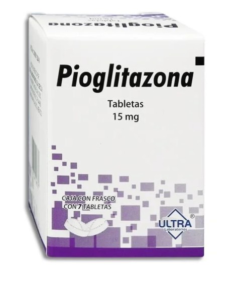 Pioglitazona Tableta 15mg Caja con frasco con 7 tabletas