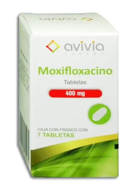 Moxifloxacino Tableta 400mg Caja con Frasco con 7 tabletas