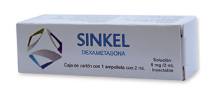 Sinkel Dexametasona Solución Inyectable 8 mg/2 mL Caja C/1 Ampolleta