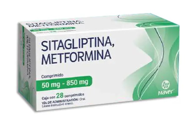 Sitagliptina/Metformina Comprimido 50mg/850mg Caja con 28 comprimidos