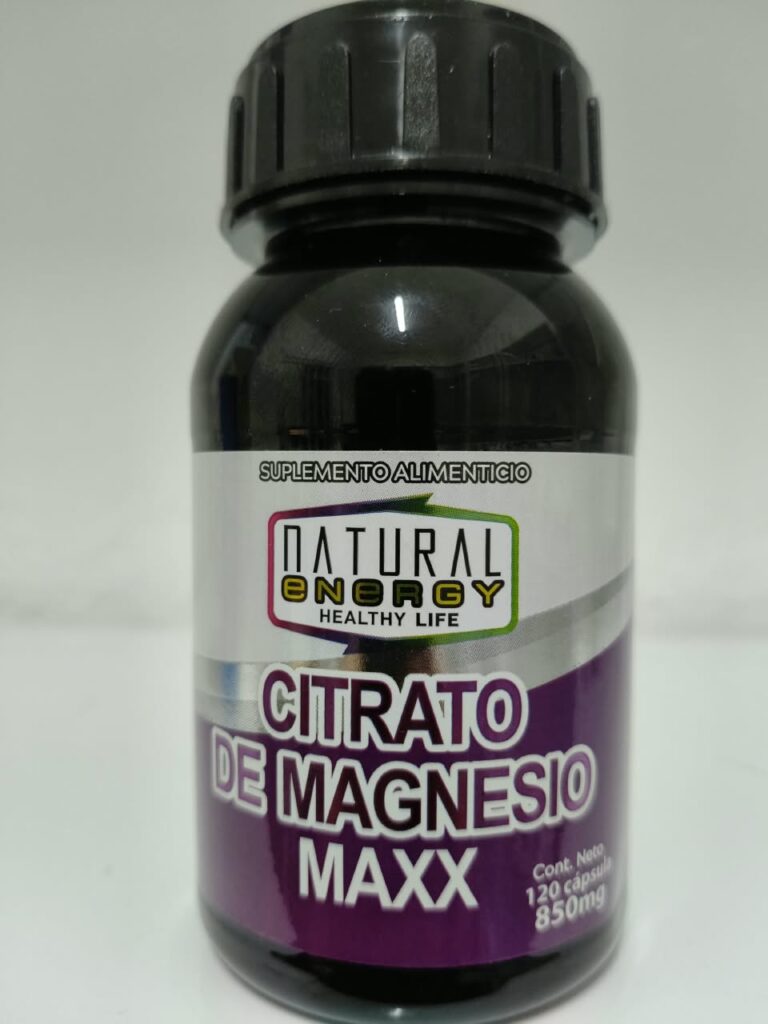 Citrato de Magnesio Cápsulas 850mg Frasco con 120 cápsulas