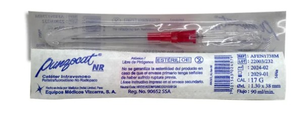 Catéter Intravenoso Periférico Punzocat Calibre 17 (Rojo / 1 pieza)