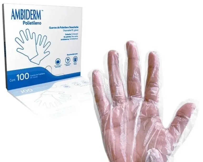 Guantes de Polietileno Desechables Ambiderm CH, Cant:100