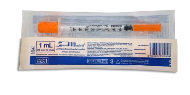 Jeringa para Insulina SensiMedical 1 mL (29 G x 13 mm)