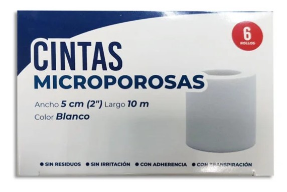 Cintas Microporosas Blancas 5 cm x 10 m (Caja con 6 rollos)