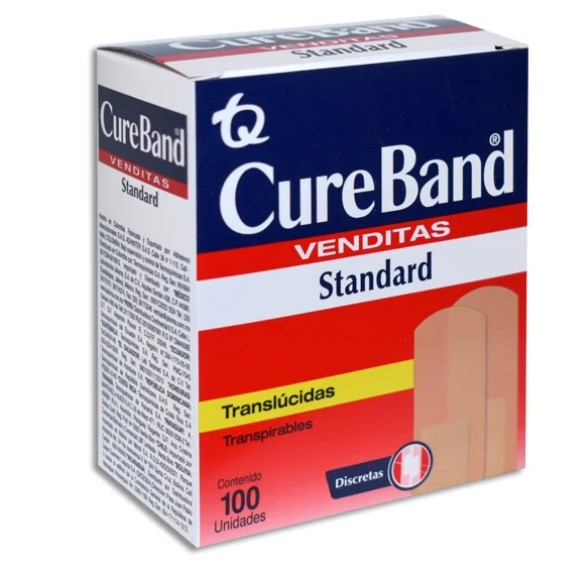 Venditas Adhesivas CureBand Standard Translúcidas 2pz