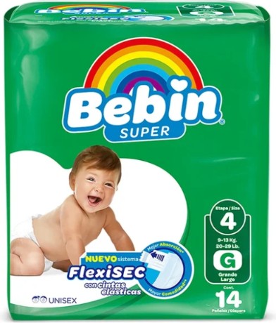 PAÑAL BEBIN SUPER FLEXISEC GRANDE 14 PZ