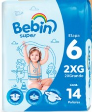 Pack de 6 Pañal Bebín Super XXG 14 piezas