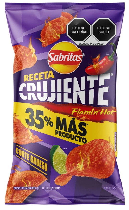 Papas Sabritas Receta Crujiente Flamin' Hot, 57 gr.