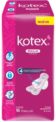 Toalla Fem Anatomica C/alas Kotex Free & So 16 Pza