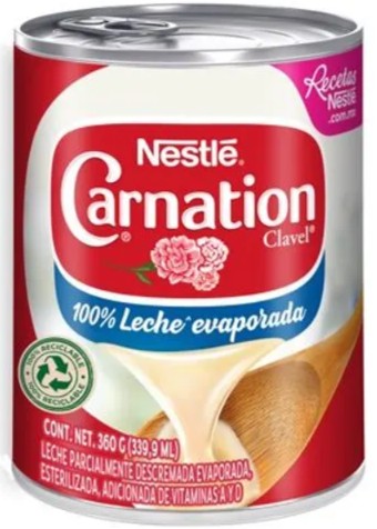 Leche evaporada Carnation clavel 360 g